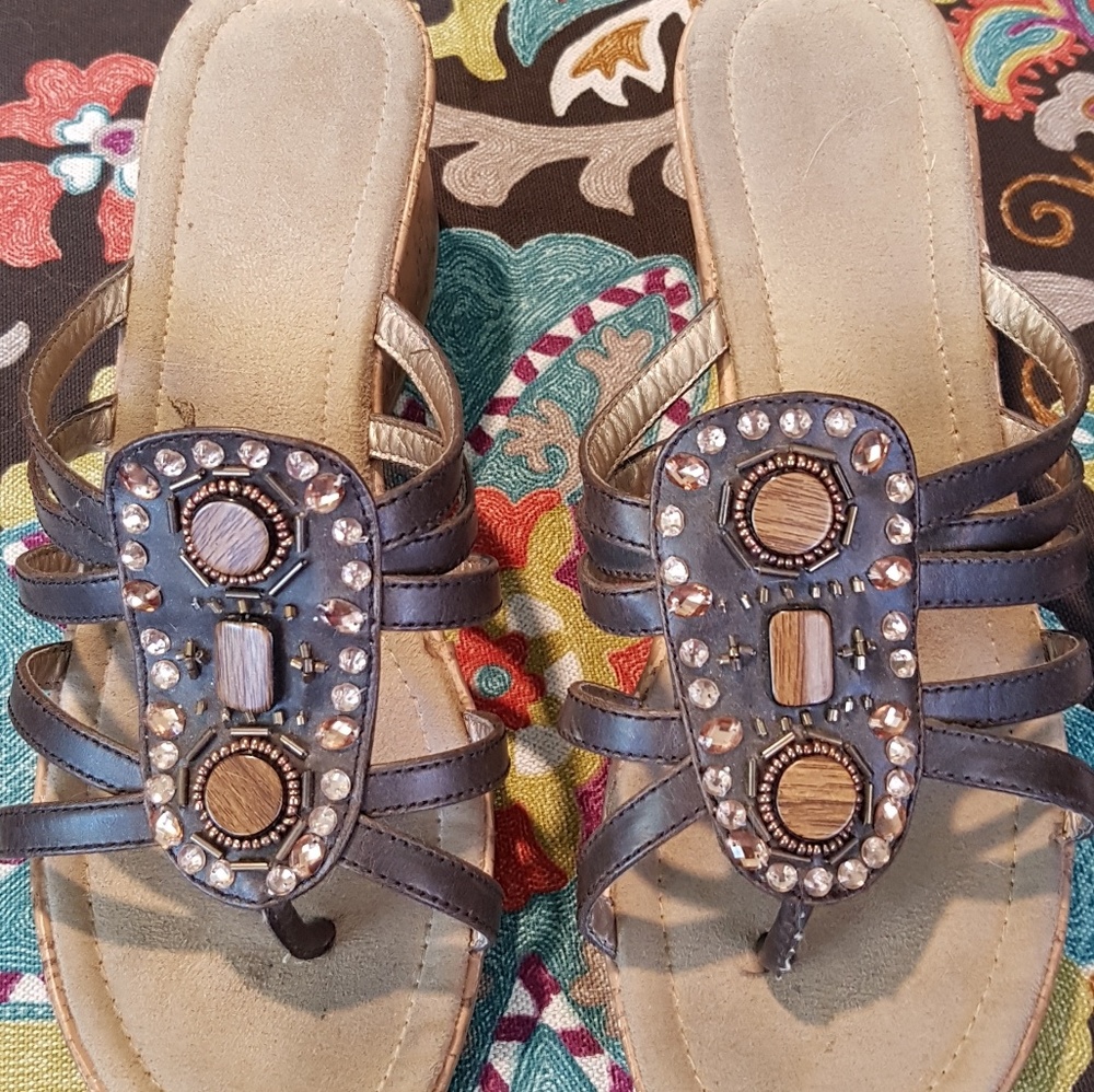 Sandals wedge cork embellished🎀